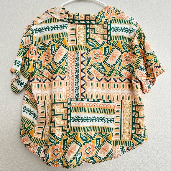 Billa77 Women's Floral and Geometric Print Women's Front Tie Top - Picture 4 of 9